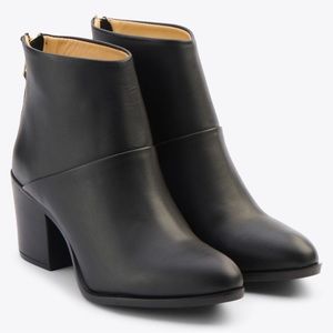Nisolo Sustainable Black Leather Heeled Ankle Boots - Dari Commuter Boot